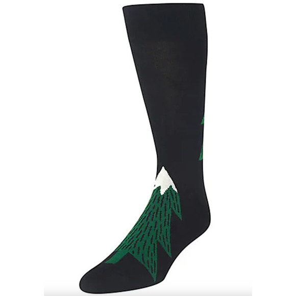 Hot Sox Christmas Socks Pine Trees Black Green Holiday Stocking Stuffers - Picture 1 of 4